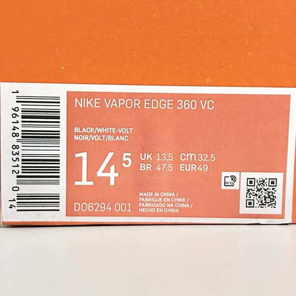 Nike Vapor Edge 360 VC “Black Volt” Men’s Size 14.5 White Football Cleats - Picture 8 of 8